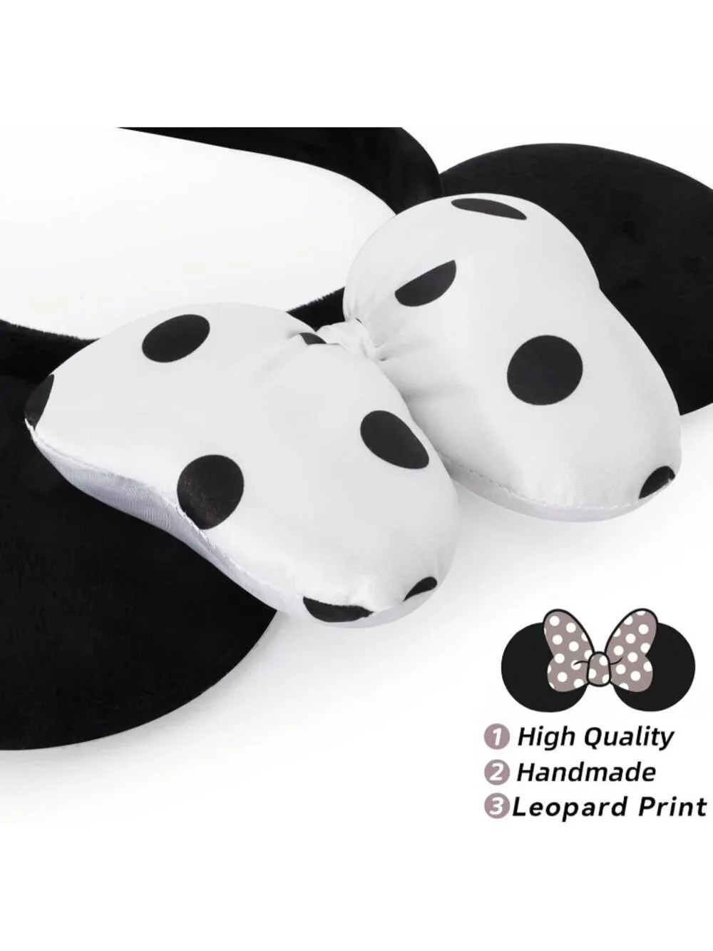 Women Black Polka Dot Bow Mickey Mouse Headband for Cosplay